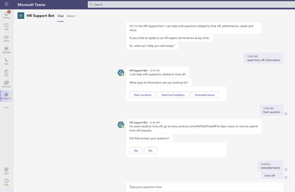  Example chatbot made by Copilot Studio (Source: Microsoft) 